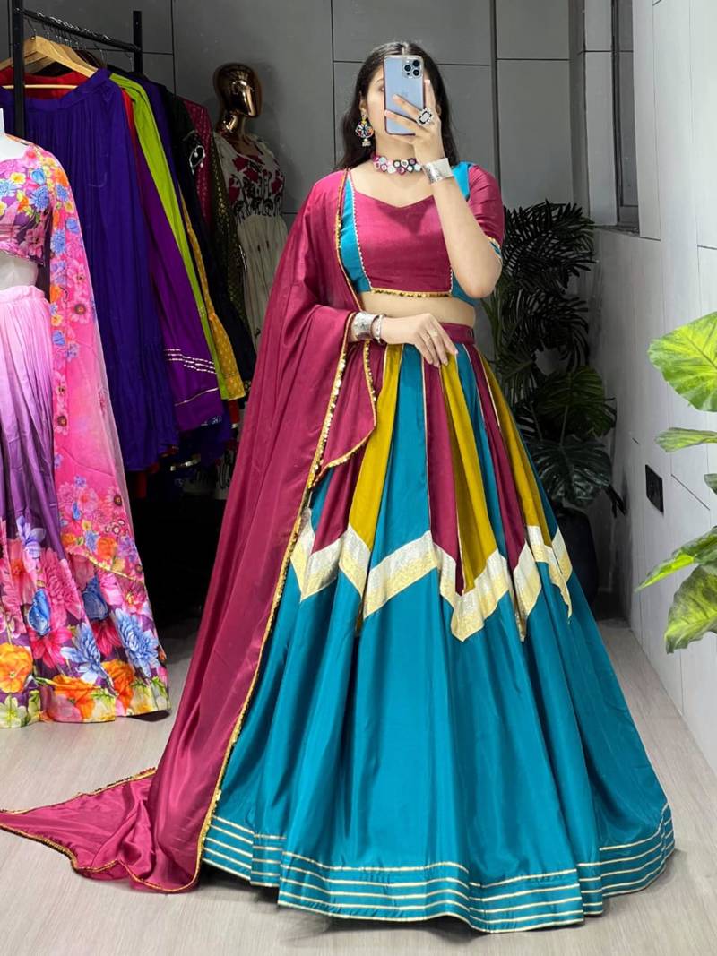 multicolor silk blend embroidered traditional lehenga choli upto 42