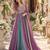 Purple&teal silk blend readymade anarkali suit with embroidery & beads work