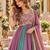 Purple&teal silk blend readymade anarkali suit with embroidery & beads work