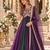 Violet&green silk blend readymade anarkali suit with embroidery & beads work