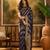Navy-blue silk blend woven saree with zari work