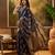 Navy-blue silk blend woven saree with zari work