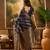 Navy-blue silk blend woven saree with zari work