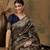 Navy-blue silk blend woven saree with zari work