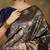 Navy-blue silk blend woven saree with zari work