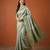 Olive silk blend woven saree with zari work