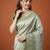 Olive silk blend woven saree with zari work