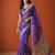 Purple cotton silk printed saree with floral print