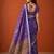 Purple cotton silk printed saree with floral print