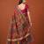 Multicolor silk blend printed saree with geometric print