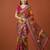 Multicolor silk blend printed saree with geometric print