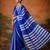 Blue silk blend printed saree with stripes print