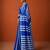Blue silk blend printed saree with stripes print