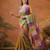 Multicolor silk blend printed saree with stripes print