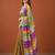 Multicolor silk blend printed saree with stripes print