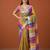 Multicolor silk blend printed saree with stripes print