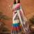 Multicolor silk blend printed saree with stripes print