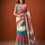 Multicolor silk blend printed saree with stripes print