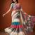 Multicolor silk blend printed saree with stripes print