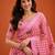 Pink silk blend printed saree with floral print