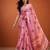 Pink silk blend printed saree with floral print