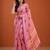 Pink silk blend printed saree with floral print