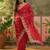 Red georgette embroidered saree with thread work
