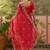 Red georgette embroidered saree with thread work