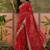 Red georgette embroidered saree with thread work