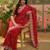 Red georgette embroidered saree with thread work