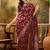 Maroon silk blend woven saree with zari work