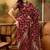 Maroon silk blend woven saree with zari work