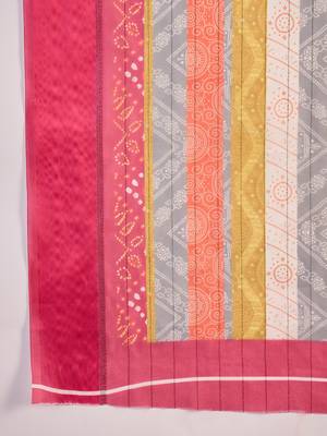 Multicolor chiffon printed saree with stripes print 3