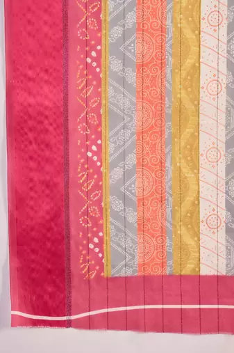 Multicolor chiffon printed saree with stripes print
