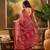 Red linen printed saree with floral print