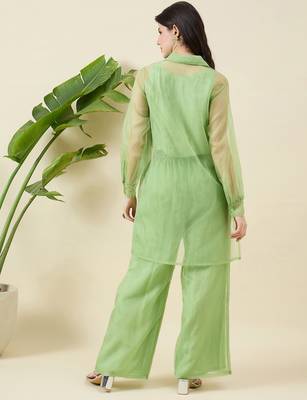 Women printed top & palazzos with shirt co-ords 2