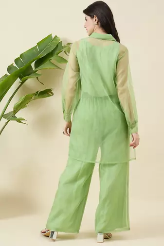 Women printed top & palazzos with shirt co-ords