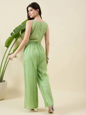 Women printed top & palazzos with shirt co-ords 4