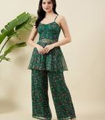 Women floral printed top & palazzos co-ord set
