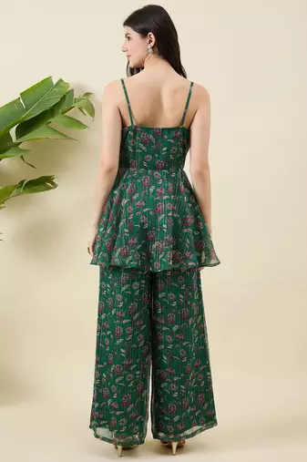 Women floral printed top & palazzos co-ord set