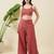 Women zari round neck crop-top & jacket with palazzos co-ords