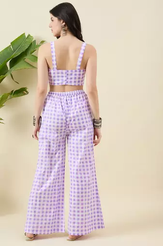Checked pure cotton scoop neck summer checks co-ords