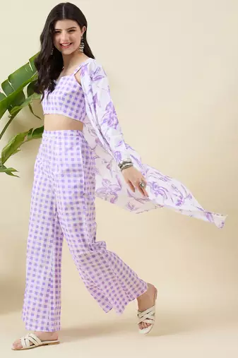 Checked pure cotton scoop neck summer checks co-ords