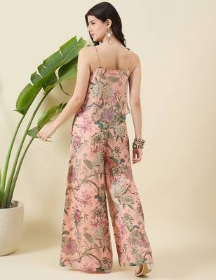Women floral printed sleevless top with palazzo co-ords 2