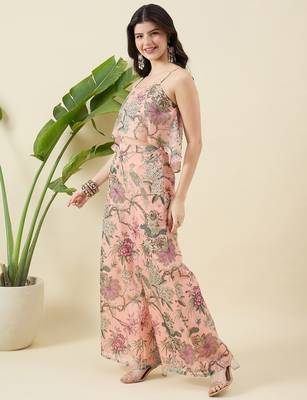 Women floral printed sleevless top with palazzo co-ords 3