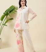 Women floral printed shirt with trousers co-ords