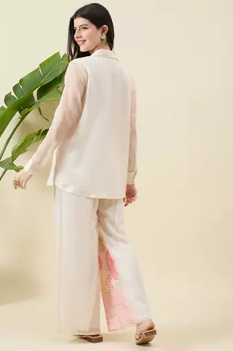 Women floral printed shirt with trousers co-ords
