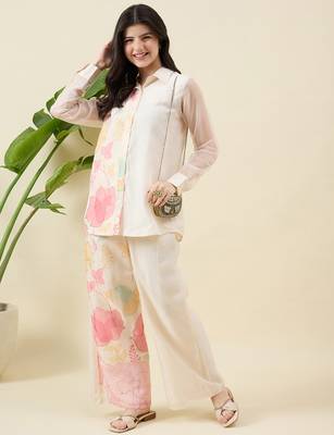 Women floral printed shirt with trousers co-ords 3