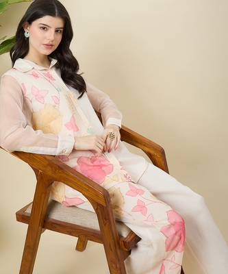 Women floral printed shirt with trousers co-ords 4