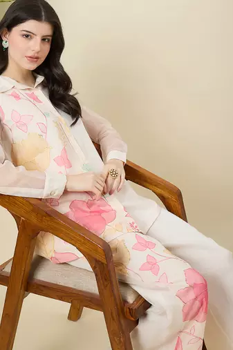 Women floral printed shirt with trousers co-ords